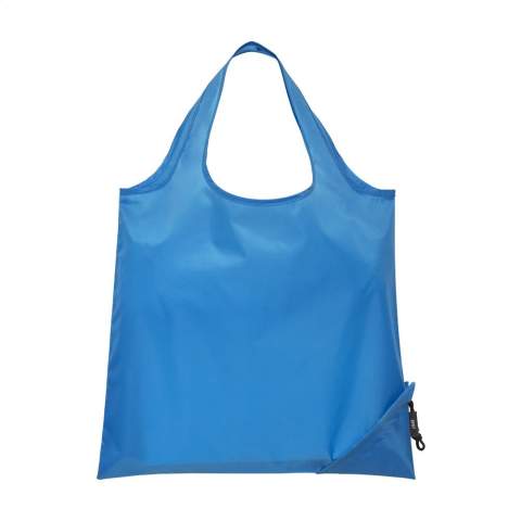 WoW! Faltbare, geräumige Einkaufstasche aus RPET-Polyester, aus recycelten PET-Flaschen. Mit doppeltem Tragegurt. Im Handumdrehen von Beutel zur Tasche und umgekehrt. Maße entfaltet: 42 x 38 cm. GRS-zertifiziert. Recyceltes Material insgesamt: 90%.