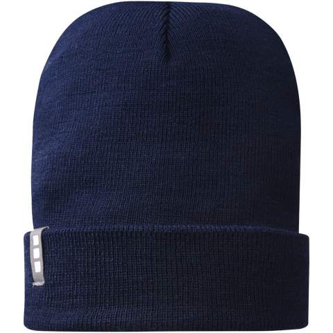 The Hale beanie is made of Polylana® fiber – a  low-impact alternative to 100% acrylic and wool fibers – saving water, energy and reducing CO2 emission during the production and dyeing process. Comparing with acrylic fiber, for each Hale beanie the following impact savings are realized: 2.77 liter water, 5.16 MJ energy and 0.06 kg GhG (CO2). Impact savings are based on validated Life Cycle Assessment (LCA) data. Made of 1x1 rib knit with Polylana® fiber and acrylic with a 12-gauge density. The ideal choice for those who value fashion while caring for the environment.