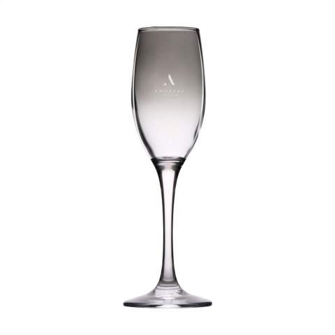This special smokey champagne glass is unique because of its colour, creating atmosphere, cosiness and beautiful  decoration to any table. It is chic, trendy and an absolute eye-catcher during a party or special occasion. Of course, this glass is also suitable for daily use. 4 pieces per pack. Capacity 180 ml.