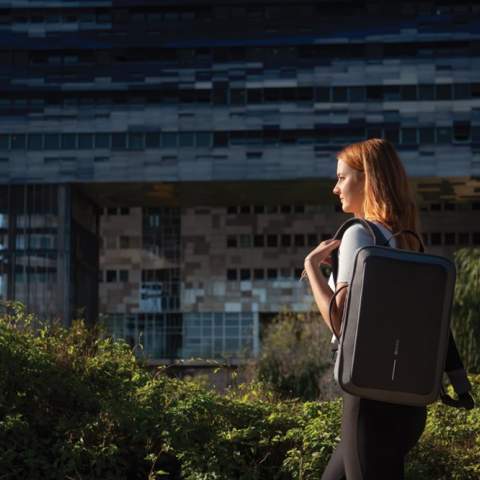 Keep your belongings safe and make your commute more stylish with the new Bobby Bizz 2.0. Ready for any business occasion, you can convert this backpack into a briefcase in a matter of seconds, just by putting the shoulder straps in the back pocket. To keep you and your belongings safe, the iconic Bobby anti-theft design has no front access, hidden zippers, and a hidden RFID-protected pocket. It is enhanced with cut-resistant material and a built-in metal frame. The improved EVA back panel provides additional comfort. You can also securely lock your Bobby Bizz 2.0 to any fixed object with the integrated zinc alloy lock in the right strap. In the backpack interior, there are padded compartments for a 16” laptop, a tablet up to 12.9”, and all your professional gear. Now made from R-pet fabric with the AWARE™ tracer. With AWARE™, the use of genuine recycled fabric is guaranteed. 33% recycled content.<br /><br />FitsLaptopTabletSizeInches: 16.0<br />PVC free: true