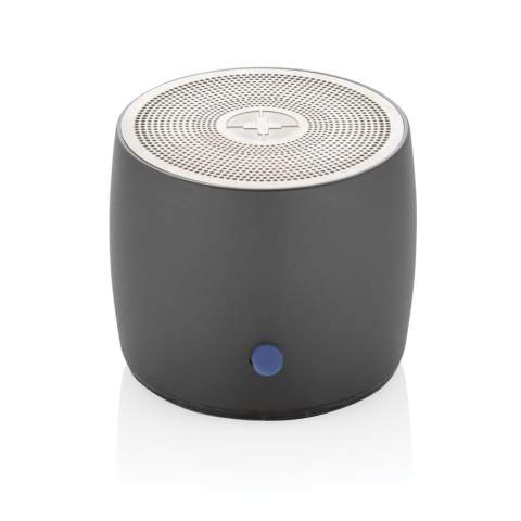 Small but powerful 3W wireless speaker made with RCS (Recycled Claim Standard) certified recycled aluminum and recycled ABS. Total recycled content: 28% based on total item weight. RCS certification ensures a completely certified supply chain of the recycled materials. Aluminum does not lose its characteristics in the recycling process and can be recycled endlessly. Including recycled type C charging cable made from RCS certified recycled TPE. Packed in FSC® mix packaging. The 500 mah battery allows a playtime up to 4 hours and can be fully re-charged in 2 hours. With BT 5.0 for smooth connection up to 10 metres. Item and accessories PVC free.<br /><br />HasBluetooth: True<br />NumberOfSpeakers: 1<br />SpeakerOutputW: 3.00<br />PVC free: true