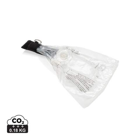 CPR-Maske für die Mund-zu-Mund-Beatmung im, mit einem Klettverschluss verschlossenen Etui und mit Stahl-Schlüsselring, EN 13485:2003 konform. Verkauf in die Schweiz nicht möglich.