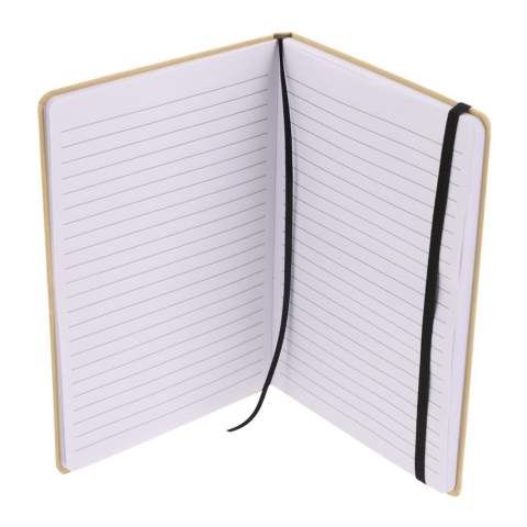 Notitieboek met kartonnen kaft, zwart leeslint en elastieken band. Voorzien van 160 gelinieerde cremekleurige 70g/m² pagina's.