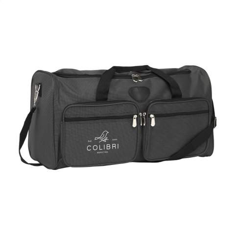High quality sports/travel bag with 5 pockets and an adjustable shoulder strap. Made of water repellent, duo-tone 600D polyester with a chic yet subtle checkered finish. Capacity approx. 30.5 litres.