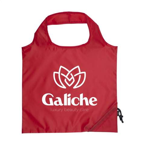 WoW! Faltbare, geräumige Einkaufstasche aus RPET-Polyester, aus recycelten PET-Flaschen. Mit doppeltem Tragegurt. Im Handumdrehen von Beutel zur Tasche und umgekehrt. Maße entfaltet: 42 x 38 cm. GRS-zertifiziert. Recyceltes Material insgesamt: 90%.