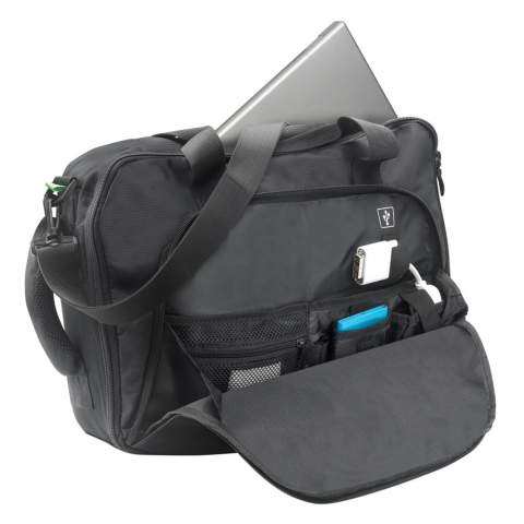 600D Ripstop, Hauptfach mit Laptoptasche (geeignet für 15,6”), Fronttasche mit Reißverschluss und Organizer, Gurte können im Rückschlitzfach verborgen werden, gummierte Tragegriffe auf Oberseite.<br /><br />FitsLaptopTabletSizeInches: 15.6<br />PVC free: true
