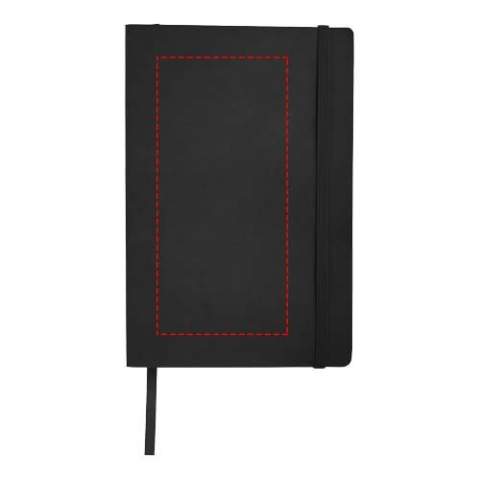 Soft touch cover notebook A5 formaat met ingebouwde elastieksluiting, paginalint, opbergvak aan de binnenkant en 80 pagina's van 80 gram gelineerd papier.