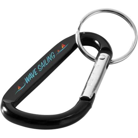 The Timor carabiner keychain is very handy since it can be attached to a backpack. It is made of lightweight and strong aluminium and has a striking metallic finish. Timor offers various options for adding a visible logo. The carabiner is not suitable for climbing.