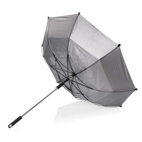 Parapluie Hurricane conçu pour résister aux conditions météorologiques difficiles, grâce à son panneau double couche de 27 pouces et à son tissu imperméable. Avec sa construction durable et ses caractéristiques pratiques, le parapluie Hurricane est un choix fiable par temps pluvieux et orageux. Ouverture et fermeture manuelles. Le parapluie offre une protection UPF50+ également. Avec le traceur AWARE™ qui valide l'utilisation authentique de matériaux recyclés. 2% des recettes de chaque produit Aware™ vendu seront reversés à Water.org. Modèle déposé®.<br /><br />UmbrellaMechanism: Ouvrir/fermer manuellement<br />IsStormproof: true