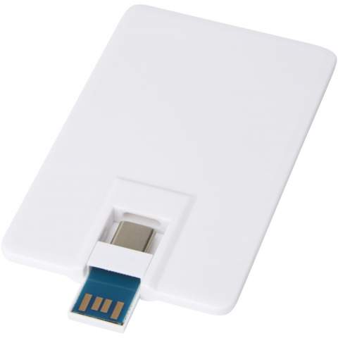 Next GEN drehbarer USB-Stick mit 64 GB und zwei Anschlüssen (Typ-C und USB-A). USB 3.0 mit einer Schreibgeschwindigkeit von 9 MB/s und einer Lesegeschwindigkeit von 20 MB/s. Wird in einem Umschlag geliefert.