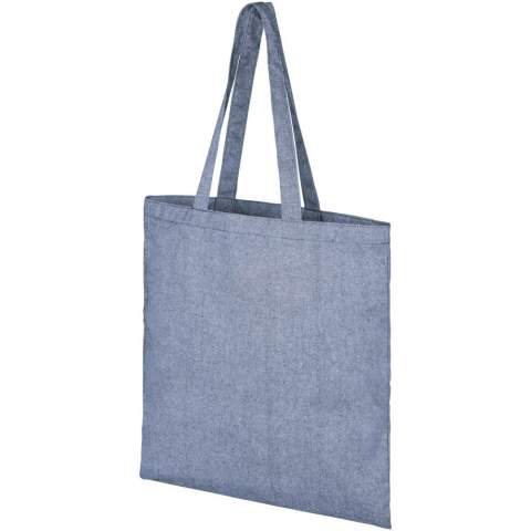 Draagtas gemaakt van 210 g/m² gerecycled katoen polyester mix. Gerecycled katoen wordt vervaardigd uit voor consumenten bestemd afval dat in textielfabrieken tijdens het snijproces wordt geproduceerd. Deze tas is gemakkelijk op te vouwen. De perfecte metgezel voor verschillende activiteiten, zoals boodschappen doen, dagtochten of knutselprojecten. Door de aard van het productieproces kunnen er kleine variaties zijn in de kleur van het daadwerkelijke product. Lengte van de hengels is 31 cm. Geschikt tot 5 kg gewicht.