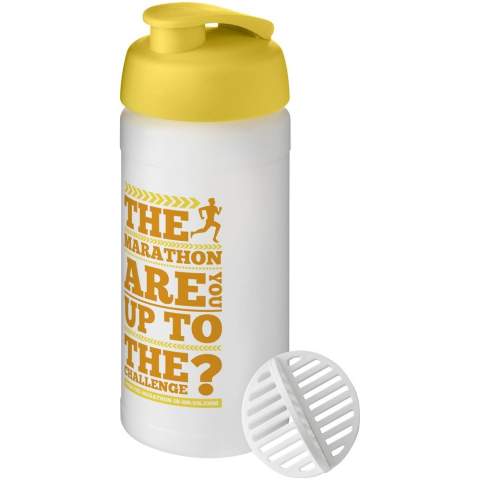 Bouteille de sport à simple paroi avec boule de shaker pour assurer un mélange homogène des boissons protéinées. Dispose d’un couvercle antifuite avec fermeture à clapet. Capacité de 500 ml. Fabriquée au Royaume-Uni. Sans BPA. Conforme à la norme EN12875-1. Lavable au lave-vaisselle.
