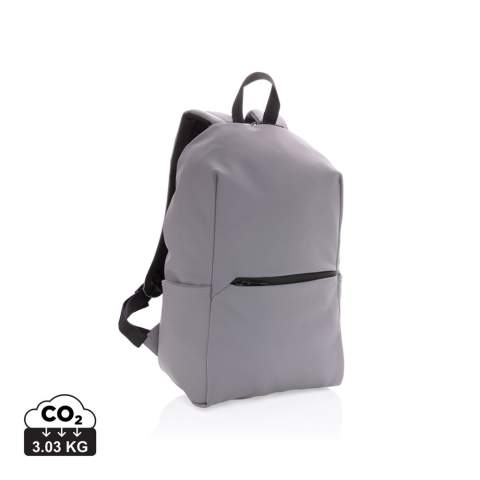 This minimalist, modern backpack made of smooth PU is fully lined and features an inner 15.6 inch laptop compartment, a spacious main compartment and 2 inner pockets and 2 pen loops. Mesh padded back and adjustable straps. Exterior 100% PU. Interior 100% 210D polyester. PVC free.<br /><br />FitsLaptopTabletSizeInches: 15.6<br />PVC free: true