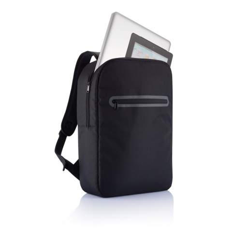 Sac à dos pour ordinateur portable 300D avec un compartiment principal, poche pour tablette et organiseur. Sans PVC.<br /><br />FitsLaptopTabletSizeInches: 15.6<br />PVC free: true