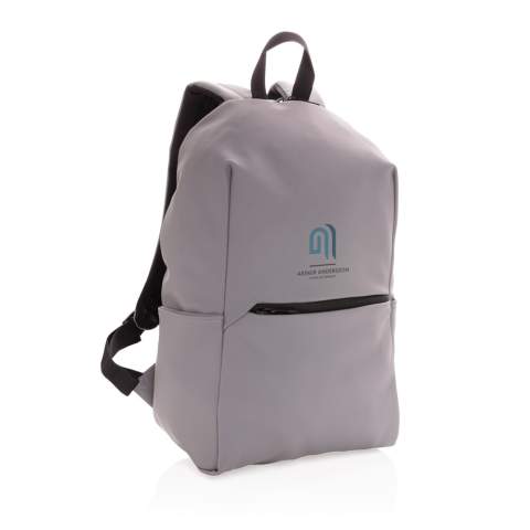 This minimalist, modern backpack made of smooth PU is fully lined and features an inner 15.6 inch laptop compartment, a spacious main compartment and 2 inner pockets and 2 pen loops. Mesh padded back and adjustable straps. Exterior 100% PU. Interior 100% 210D polyester. PVC free.<br /><br />FitsLaptopTabletSizeInches: 15.6<br />PVC free: true