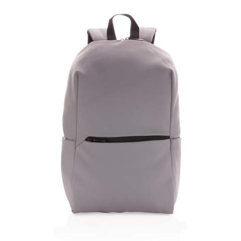 This minimalist, modern backpack made of smooth PU is fully lined and features an inner 15.6 inch laptop compartment, a spacious main compartment and 2 inner pockets and 2 pen loops. Mesh padded back and adjustable straps. Exterior 100% PU. Interior 100% 210D polyester. PVC free.<br /><br />FitsLaptopTabletSizeInches: 15.6<br />PVC free: true