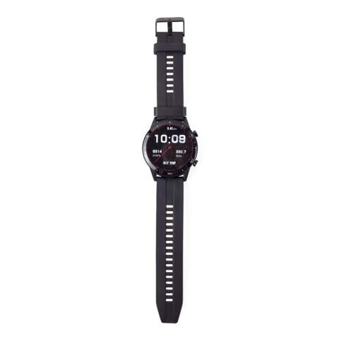 Smartwatch met lichaamstemperatuurthermometer, 1,3 inch-touchscreen en geïntegreerde camera. Houdt de dagelijkse fysieke activiteit bij en heeft een multisportmodus. Batterij 3,7 V / 240 mAh. RAM 128 KB / ROM 64 MB.