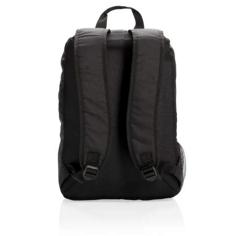 Streamlined styling and intelligently placed features add up to a minimalist footprint with this 600D & 1680D polyester backpack. 1 big main compartment sized to fit laptops with up to 17 inch displays. Second compartment with practical organisation for everything else you need to carry. With side mesh water bottle pocket. PVC free.<br /><br />FitsLaptopTabletSizeInches: 17.0