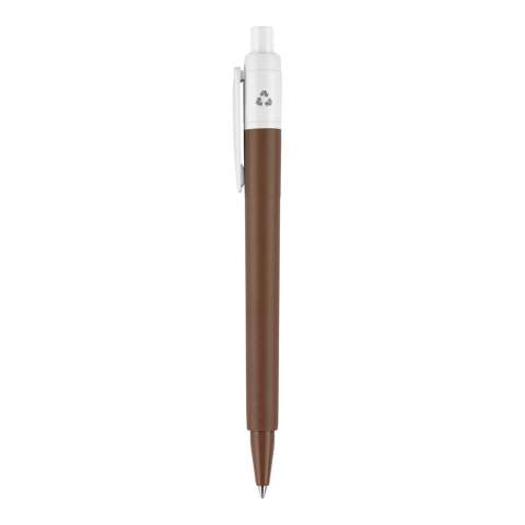 The popular hardcolour ball pen Baron 03 in recycled material. This pen is made of 100% recycled ABS plastic and is made in Europe. The Nature inspired colours on the barrel give an extra element to the pen.
