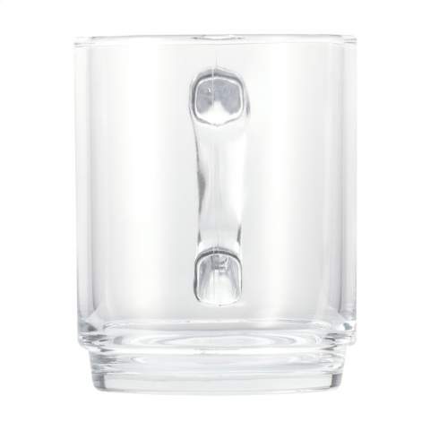 Stackable tea glass made of strong, thick glass. With large handle. Capacity 250 ml.