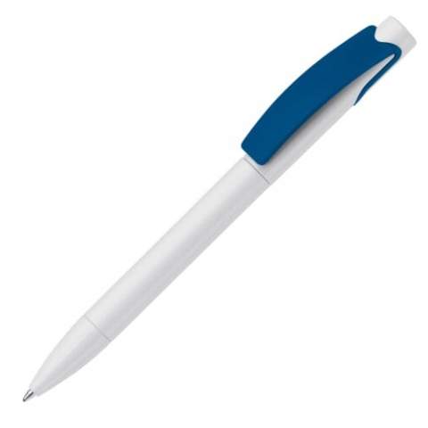 Elegant Toppoint design ball pen available in fresh colours. This pen has a stable clip perfect for branding any logo and comes with a Jumbo refill with blue writing ink.
