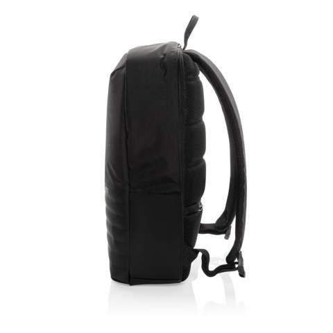 This Swiss Peak AWARE™ 15.6" laptop backpack with anti-theft back opening makes it easy to carry your tech gadgets and personal items out and about. The inner features a laptop and tablet compartment. RFID safe pockets for your wallet and passport. Connect your power bank easily to the integrated USB Type-C charging port and charge your phone or tablet on the go. Hidden easy access back pocket. With AWARE™ tracer that validates the genuine use of recycled materials. Each bag has reused 20.8 PET bottles. 2% of proceeds of each Aware™ product sold will be donated to Water.org.<br /><br />FitsLaptopTabletSizeInches: 15.6<br />PVC free: true