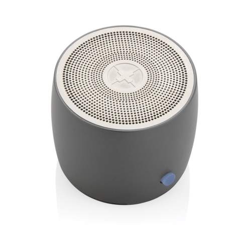 Small but powerful 3W wireless speaker made with RCS (Recycled Claim Standard) certified recycled aluminum and recycled ABS. Total recycled content: 28% based on total item weight. RCS certification ensures a completely certified supply chain of the recycled materials. Aluminum does not lose its characteristics in the recycling process and can be recycled endlessly. Including recycled type C charging cable made from RCS certified recycled TPE. Packed in FSC® mix packaging. The 500 mah battery allows a playtime up to 4 hours and can be fully re-charged in 2 hours. With BT 5.0 for smooth connection up to 10 metres. Item and accessories PVC free.<br /><br />HasBluetooth: True<br />NumberOfSpeakers: 1<br />SpeakerOutputW: 3.00<br />PVC free: true