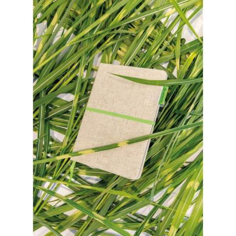 Terug naar de natuur met dit jute katoenen notitieboek met 80 vellen/160 pagina's bamboepapier. Met elastische band en bladwijzerlint.<br /><br />NotebookFormat: A5<br />NumberOfPages: 160<br />PaperRulingLayout: Gelinieerde pagina's
