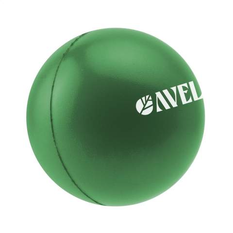 Balle anti-stress dans une matière souple en mousse douce. Avec les balles anti-stress, il peut y avoir de petites variations de densités, couleurs, dimensions et poids qui peuvent affecter la précision et l’uniformité du marquage qui peut donc se « fendre » durant l’utilisation.