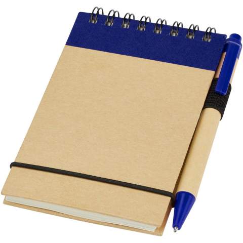 Il est facile de noter des idées rapides grâce au bloc-notes recyclé Zuse et au stylo de couleur assortie. Le petit bloc-notes contient 40 feuilles lignées de papier recyclé de référence A7, ce qui lui permet de se glisser dans n'importe quel sac, petit ou grand, d'être facile à tenir et surtout d'être un choix durable. Différentes options d'impression sont disponibles pour afficher n'importe quel logo sur l'extérieur de la couverture rigide.