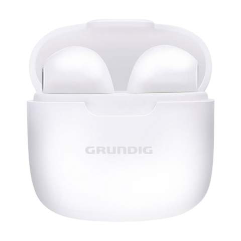 True wireless In-Ear écouteurs stéréo sans fil de la marque Grundig. Dans un étui  de rangement rechargeable. Les écouteurs utilisent la technologie Bluetooth (version 5.3) pour une connexion fluide et sont équipés d'un indicateur de batterie à LED. Les écouteurs peuvent être rechargés dans l'étui de chargement de 200 mAh en 1 heure et demie. Durée d'écoute maximale de 3 heures lorsqu'ils sont complètement chargés. Avec une excellente reproduction sonore, un volume réglable, un appairage automatique pour une connexion automatique et une commande tactile. Écoutez de la musique et répondez aux appels en mode mains libres sans vous déplacer grâce au microphone intégré. Portée jusqu'à 10 mètres. Comprend un câble de chargement USB-A/USB Type-C et un mode d'emploi. Emballage par pièce.