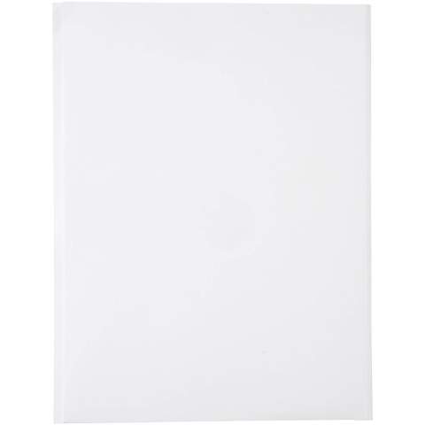 A4 350g/m2 Dokumentenmappe mit Visitenkartenschlitz auf der Innenseite. In das Kartenfach passen Visitenkarten im Format 55 x 85 mm. Vollfarbdruck auf der Vorder- und Rückseite sowie auf der Innenseite der Mappe möglich.