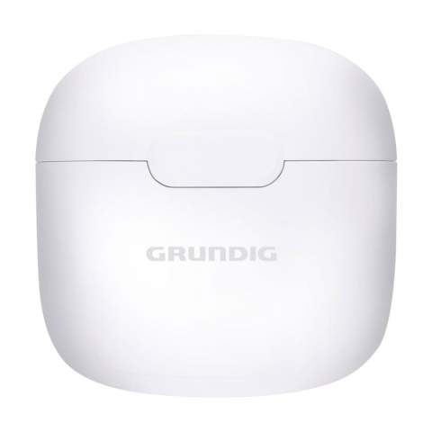 True wireless In-Ear écouteurs stéréo sans fil de la marque Grundig. Dans un étui  de rangement rechargeable. Les écouteurs utilisent la technologie Bluetooth (version 5.3) pour une connexion fluide et sont équipés d'un indicateur de batterie à LED. Les écouteurs peuvent être rechargés dans l'étui de chargement de 200 mAh en 1 heure et demie. Durée d'écoute maximale de 3 heures lorsqu'ils sont complètement chargés. Avec une excellente reproduction sonore, un volume réglable, un appairage automatique pour une connexion automatique et une commande tactile. Écoutez de la musique et répondez aux appels en mode mains libres sans vous déplacer grâce au microphone intégré. Portée jusqu'à 10 mètres. Comprend un câble de chargement USB-A/USB Type-C et un mode d'emploi. Emballage par pièce.