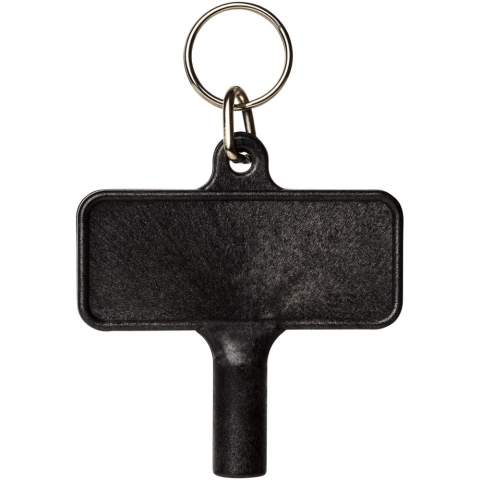 Hulpsleutel met sleutelhanger voor items zoals radiatoren, meterboxen, straatpalen. De afmetingen van de opening is een vierkante vorm met 5 mm randen.