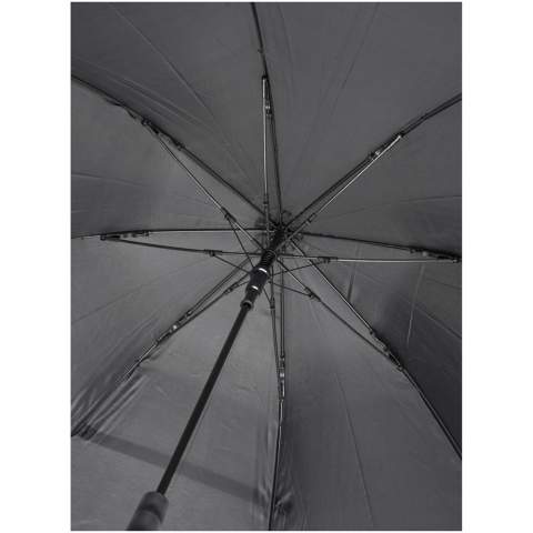 Automatically opening umbrella with a polyester canopy. It has a sturdy metal shaft, a patented high quality full fiberglass frame, offering maximum flexibility in windy conditions. Straight plastic handle, tips and top. Available in a wide variety of contemporary colours and has a large decoration area.