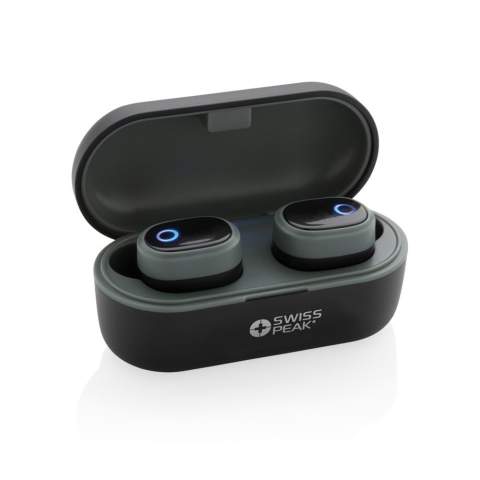 Ecouteurs en ABS avec technologie BT 5.0 pour connexion facile (jusqu’à 10m) et une qualité d’écoute parfaite. Batterie 50mAh pour 3 heures d’écoute et peut être rechargé en 2 heures dans le boîtier de charge. Livré dans un étui de recharge de 500 mAh et des embouts de différentes tailles.<br /><br />HasBluetooth: True<br />PVC free: true