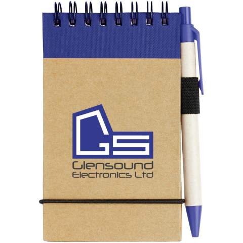 Il est facile de noter des idées rapides grâce au bloc-notes recyclé Zuse et au stylo de couleur assortie. Le petit bloc-notes contient 40 feuilles lignées de papier recyclé de référence A7, ce qui lui permet de se glisser dans n'importe quel sac, petit ou grand, d'être facile à tenir et surtout d'être un choix durable. Différentes options d'impression sont disponibles pour afficher n'importe quel logo sur l'extérieur de la couverture rigide.