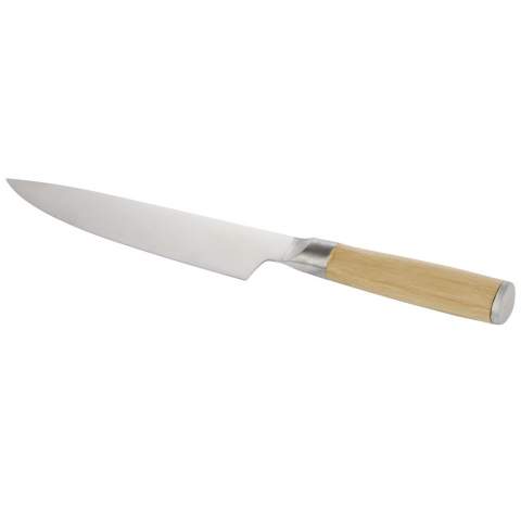 Chef's knife with bamboo handle. The bamboo was sourced and produced following sustainable standards.