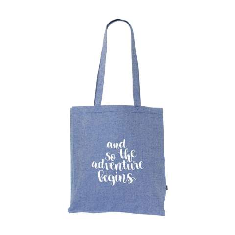 WoW! Einkaufstasche mit langen Griffen, aus 80% meliertem, recyceltem Baumwoll-Segeltuch und 20% recyceltem Polyester (280 g/m²). GRS-zertifiziert. Recyceltes Material insgesamt: 100%. Fassungsvermögen ca. 12 Liter. Diese Baumwolle ist recycelt. Daher kann die Farbe je nach Produkt variieren.