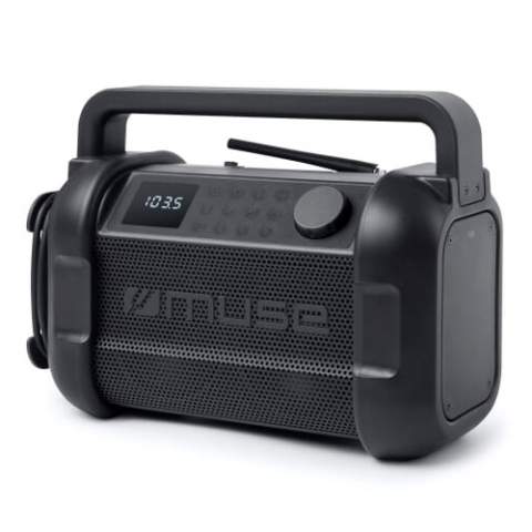 This compact WORKRADIO (IP64 splash-dustproof) with display is easy to take anywhere and can be used carefree for every job or construction site. You can choose from all FM radio stations (30x preset) and Bluetooth with NFC connection. Place your phone in the dust-free and sealed compartment and charge it (with USB-C) directly via one of the 1500mAh rechargeable batteries while listening to your own playlist. Telephone… no problem, you can call hands-free with this WORKRADIO with 20W speaker. The supplied cord with plug can easily be rolled up on the side.