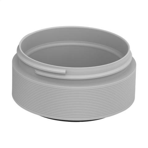 Double-walled, vacuum-isolated stainless steel food container. This cool and sustainable foodjar keeps food fresh all day long and warm for up to 9 hours. • excellent quality • BPA-free • metallic body • handy rubber grip • non-slip base • dishwasher-safe srew-on lid with a vent to let off steam and reduce pressure • 100% leakproof. Perfect to take along a lunch, hot meal or healthy snack. Capacity 600 ml.  STOCK AVAILABILITY: Up to 1000 pcs accessible within 10 working days plus standard lead-time. Subject to availability.  OPTIONAL: Art. No. 1505 is a separate, leak-proof compartment for carrying granola, muesli or croutons. A handy extension that fits perfectly with this product.