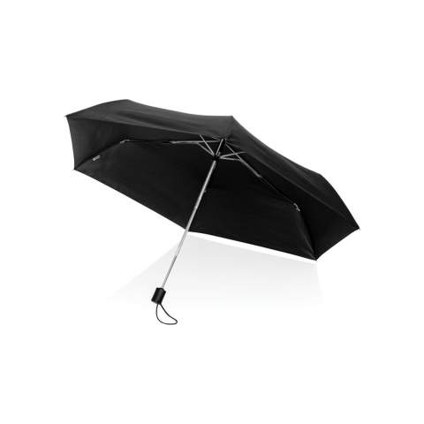 This Swiss Peak Aware™ RPET Ultra-light full auto 20.5”umbrella offers durable weather protection in an ultralight, collapsible form. This portable 3 section auto open/close mini umbrella is the perfect size to keep in your purse or car for a weather emergency. Aluminium frame, fibreglass ribs with ABS handle. With AWARE™ tracer that validates the genuine use of recycled materials. This umbrella canopy has saved 3.2 litres of water, is made of 5.4 PET bottles (500ml). 2% of proceeds of each Impact product sold will be donated to Water.org.<br /><br />UmbrellaMechanism: Automatic Open/Close