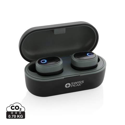 Ecouteurs en ABS avec technologie BT 5.0 pour connexion facile (jusqu’à 10m) et une qualité d’écoute parfaite. Batterie 50mAh pour 3 heures d’écoute et peut être rechargé en 2 heures dans le boîtier de charge. Livré dans un étui de recharge de 500 mAh et des embouts de différentes tailles.<br /><br />HasBluetooth: True<br />PVC free: true
