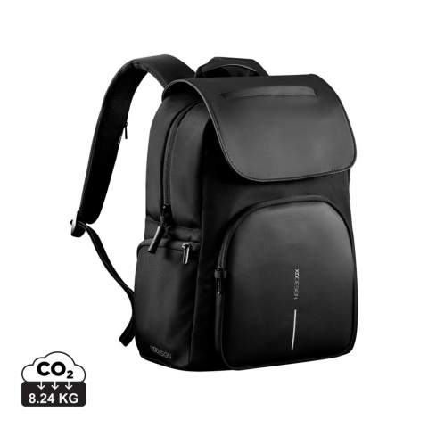 The Soft Daypack is the ideal companion for daily carry. Crafted from high-quality materials, including 1200D RPET fabric and Textured PU material, it combines durability with style. With a focus on security, this daypack features an anti-theft flap-top design with a Fidlock closure and twist-lock zippers. The dedicated 16” laptop pocket provides tech protection, while the RFID-protected pocket offers added security for your cards and personal information. Stay organised with smart interior organisation and enjoy quick access to your items. Made from R-pet fabric with the AWARE™ tracer. With AWARE™, the use of genuine recycled fabric is guaranteed. 28% recycled content.<br /><br />FitsLaptopTabletSizeInches: 16.0