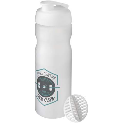 Einwandige Sportflasche mit Shaker-Ball zum problemlosen Mischen von Protein-Shakes. Ausgestattet mit einem auslaufsicheren Deckel mit Klappverschluss. Das Fassungsvermögen beträgt 650 ml. Hergestellt in Großbritannien. BPA-frei. EN12875-1 - konform und spülmaschinengeeignet.