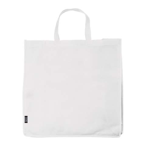 Large non-woven shopping bag with cardboard inlay. Large print area.