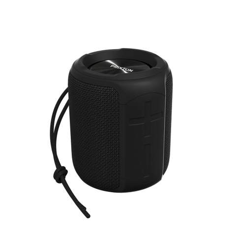 Bluetooth 4.2 IPX7 splash resistant 10 W speaker, with a microphone and hands-free function to answer phone calls. 2200 mAh battery that recharges fully in 3 hours, with a playback time of 10 hours. Dimensions 9,4 x 9 x 11 cm. Weight 380 g.