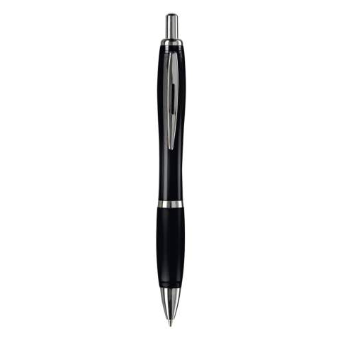 Stylo élégant transparent avec clip métal. Cartouche d' encre bleue mais à partir de 10.000 pces une autre couleur d'encre est possible. Grande capacité d'écriture. Produit en plusieurs coloris. Marquage en tampographie et en sérigraphie. Audit BSCI. Tous nos produits sont testés et certifiés, et répondent  aux normes sociales. 