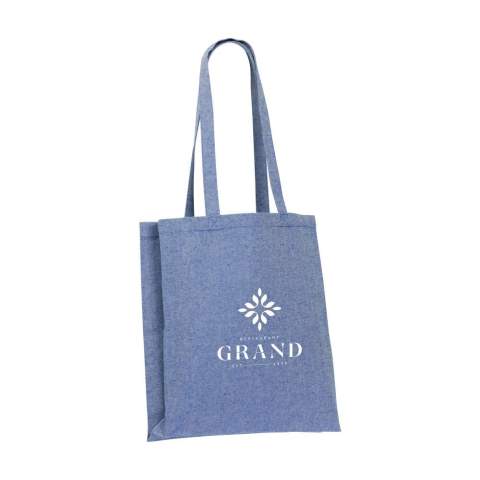 WoW! Einkaufstasche mit langen Griffen, aus 80% meliertem, recyceltem Baumwoll-Segeltuch und 20% recyceltem Polyester (280 g/m²). GRS-zertifiziert. Recyceltes Material insgesamt: 100%. Fassungsvermögen ca. 12 Liter. Diese Baumwolle ist recycelt. Daher kann die Farbe je nach Produkt variieren.