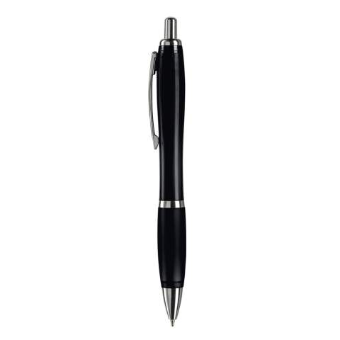 Stylo élégant transparent avec clip métal. Cartouche d' encre bleue mais à partir de 10.000 pces une autre couleur d'encre est possible. Grande capacité d'écriture. Produit en plusieurs coloris. Marquage en tampographie et en sérigraphie. Audit BSCI. Tous nos produits sont testés et certifiés, et répondent  aux normes sociales. 